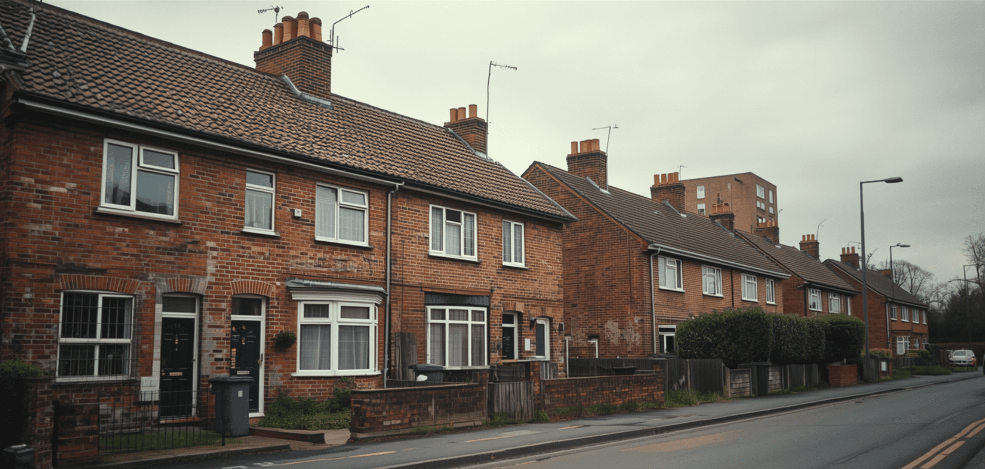 Weathered English council houses