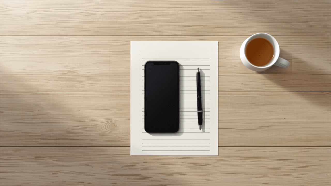 Inviting flat lay with teacup and smartphone, housing disrepair support directory