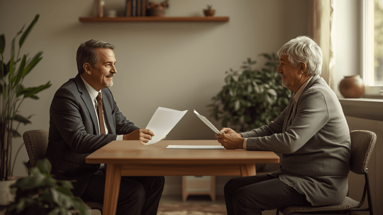 Housing disrepair solicitor and tenant reviewing claim documents together