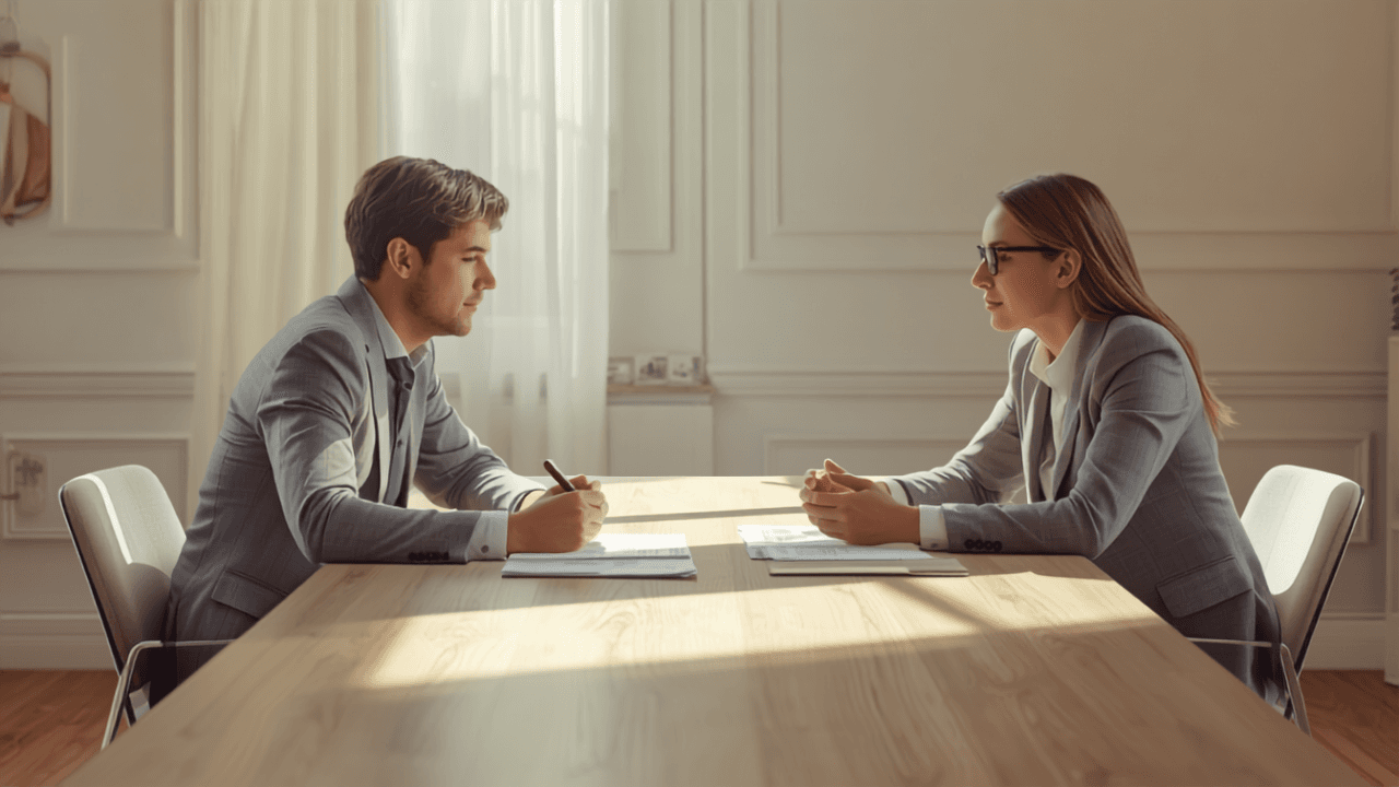 Tenant Receiving Guidance from Solicitor in Bright Room