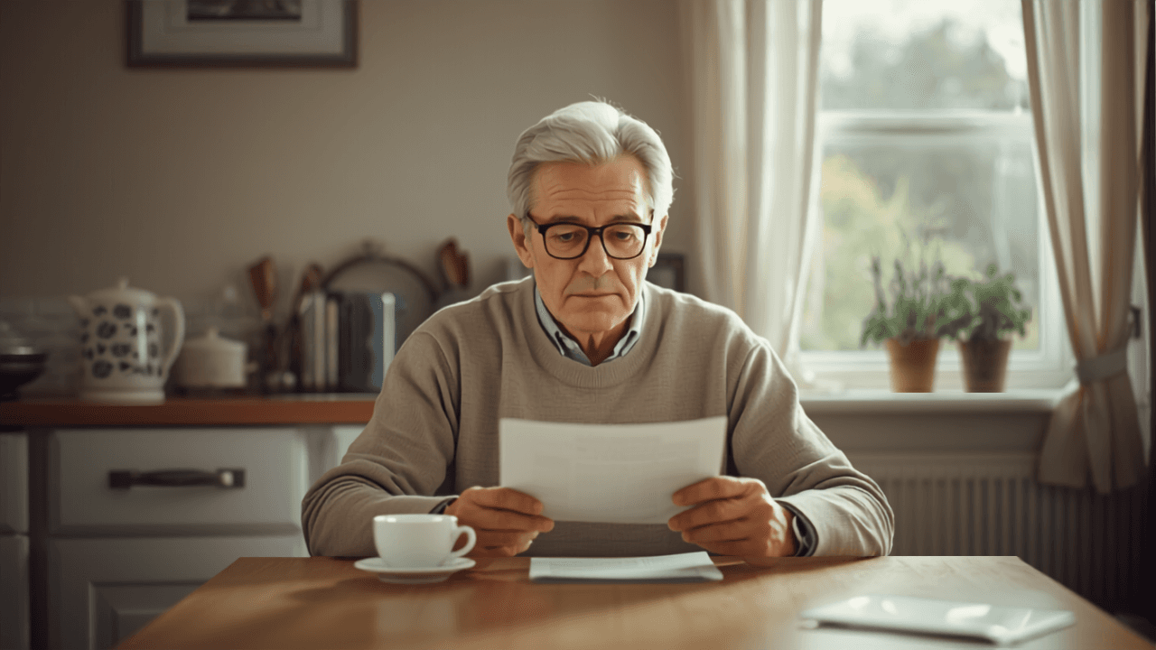 Person in thoughtful reflection at a kitchen table reviewing no-win no-fee claim options