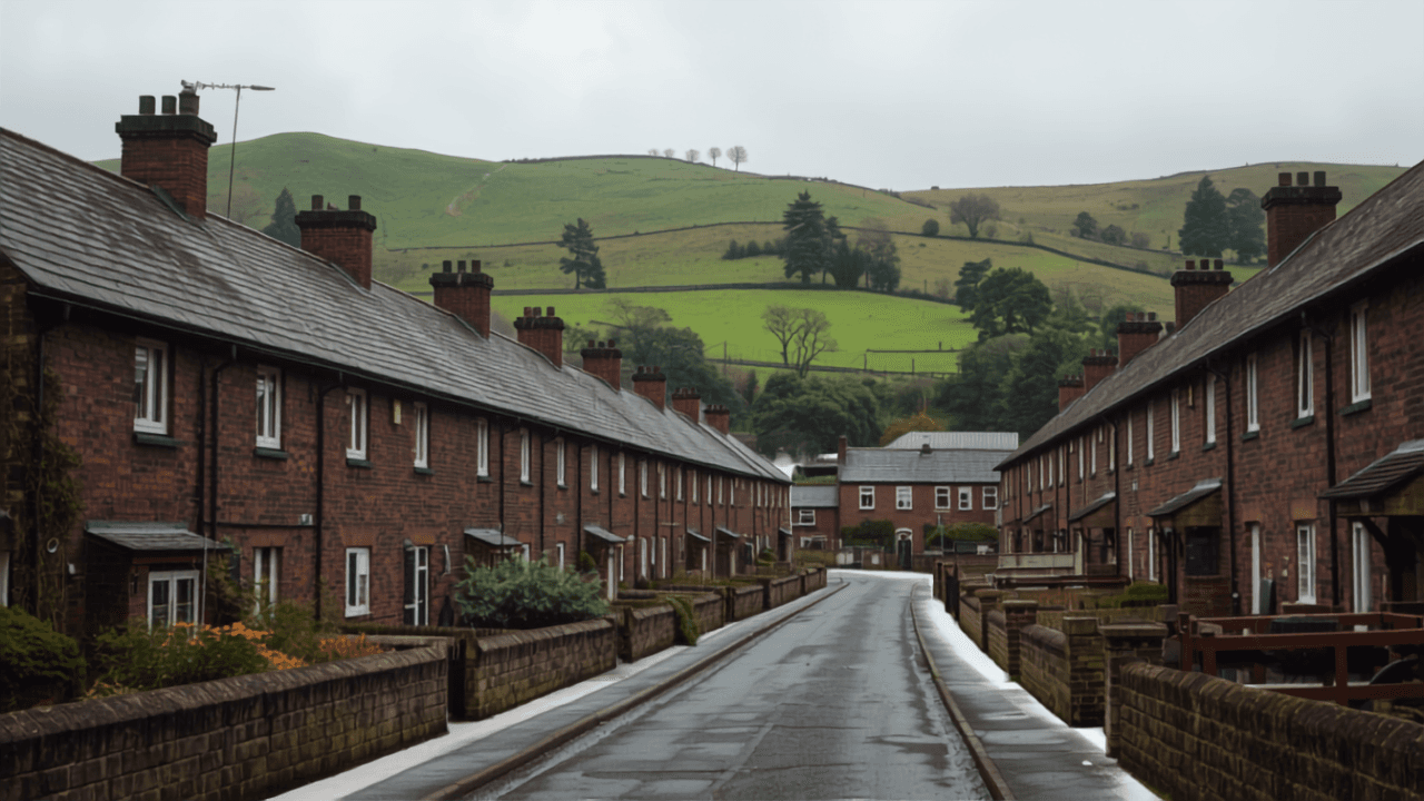 Welsh Social Housing Street Under Overcast Sky